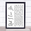 The Beatles And I Love Her White Script Song Lyric Quote Print