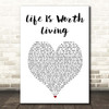 Justin Bieber Life Is Worth Living White Heart Song Lyric Print