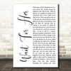 Wait For Her White Script Song Lyric Quote Print