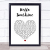 Bruce Springsteen Hello Sunshine White Heart Song Lyric Print