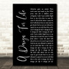 Manic Street Preachers A Design For Life Black Script Song Lyric Quote Print