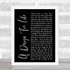 Manic Street Preachers A Design For Life Black Script Song Lyric Quote Print