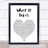 Aerosmith What It Takes White Heart Song Lyric Print