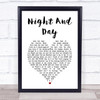 Ella Fitzgerald Night And Day White Heart Song Lyric Print