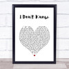 Lisa Hannigan I Don't Know White Heart Song Lyric Print