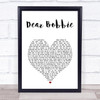 Yellowcard Dear Bobbie White Heart Song Lyric Print