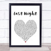 The Vamps Last Night White Heart Song Lyric Print