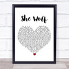 Shakira She Wolf White Heart Song Lyric Print