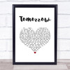 Silverchair Tomorrow White Heart Song Lyric Print