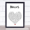 Red Pieces White Heart Song Lyric Print