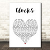 Coldplay Clocks White Heart Song Lyric Print