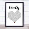 Cameo Candy White Heart Song Lyric Print