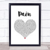 Bugzy Malone Pain White Heart Song Lyric Print