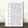 Otis Redding (Sittin' On) The Dock Of The Bay White Script Song Lyric Print