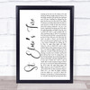 John Parr St. Elmos Fire White Script Song Lyric Print