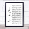 Cast Live The Dream White Script Song Lyric Print