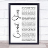 Damien Rice Coconut Skins White Script Song Lyric Print