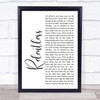 Audrye Sessions Relentless White Script Song Lyric Print