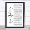 SOJA You And Me White Script Song Lyric Print