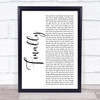 Kings of Tomorrow Finally White Script Song Lyric Print