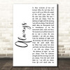 Killswitch Engage Always White Script Song Lyric Print