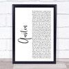 Blake Shelton Austin White Script Song Lyric Print