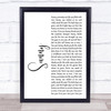 Boney M Sunny White Script Song Lyric Print