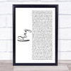 Take That Pray White Script Song Lyric Print