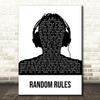 Silver Jews Random Rules Black & White Man Headphones Song Lyric Music Art Print