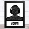 Mumford & Sons Woman Black & White Man Headphones Song Lyric Music Art Print