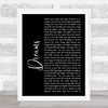 Van Halen Dreams Black Script Song Lyric Quote Print