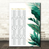 The Tokens The Lion Sleeps Tonight Gold Green Botanical Leaves Side Script Song Lyric Music Art Print