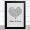 Stevie Wonder Happy Birthday Grey Heart Song Lyric Music Art Print