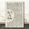 Sarah Brightman Time To Say Goodbye Vintage Script Song Lyric Quote Print