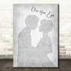 Michael Buble Close Your Eyes Man Lady Bride Groom Wedding Grey Song Lyric Music Art Print