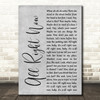 Free All Right Now Grey Rustic Script Song Lyric Music Art Print