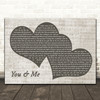 James TW You & Me Landscape Music Script Two Hearts Song Lyric Music Art Print