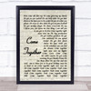 The Beatles Come Together Vintage Script Song Lyric Quote Print