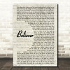 Imagine Dragons Believer Vintage Script Song Lyric Quote Print