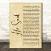 Group 1 Crew He Said Rustic Script Song Lyric Music Art Print