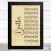 SAUL Brother Rustic Script Song Lyric Music Art Print