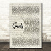 Ariana Grande Greedy Vintage Script Song Lyric Quote Print