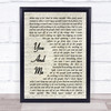 Lifehouse You And Me Vintage Script Song Lyric Quote Print