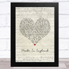 The Shires Made In England Script Heart Song Lyric Music Art Print