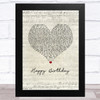 Stevie Wonder Happy Birthday Script Heart Song Lyric Music Art Print