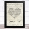 Michael Jackson Liberian Girl Script Heart Song Lyric Music Art Print