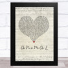 John Newman A.N.i.M.A.L Script Heart Song Lyric Music Art Print