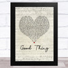Zedd & Kehlani Good Thing Script Heart Song Lyric Music Art Print
