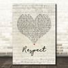 Aretha Franklin Respect Script Heart Song Lyric Music Art Print