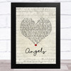 Joshua Radin Angels Script Heart Song Lyric Music Art Print